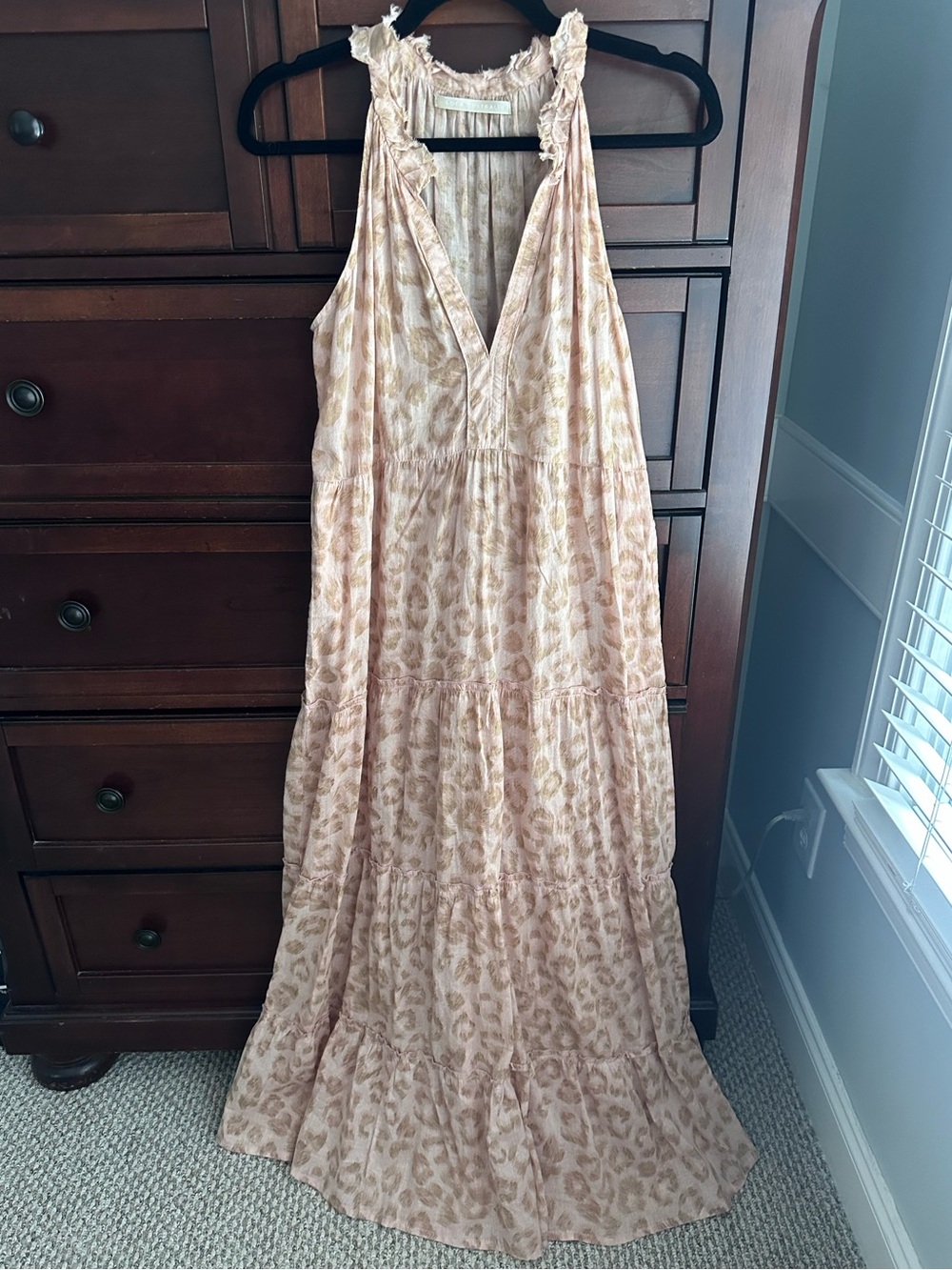 Lola Australia Tiered Halter Style Leopard Maxi Dress sz S